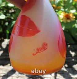 Antique Galle French Cameo Art Glass Vase Berries on the Vine Vase