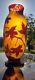 Antique Grapes and Vines French Cameo Glass Vase Signed 10.25 Tall