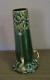 Antique Hand Painted Art Nouveau Green Gold Glass Vase French 13 Montjoye