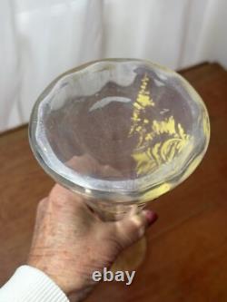 Antique LEGRAS ART NOUVEAU Blown Glass Vase FRENCH GILT ENAMELED OPTIC 9 5/8