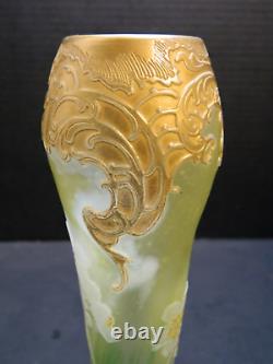 Antique LeGras Gilded French Cameo Art Nouveau Vase 10 x4.25x 4.25 Excellent