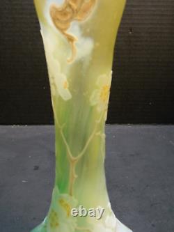Antique LeGras Gilded French Cameo Art Nouveau Vase 10 x4.25x 4.25 Excellent