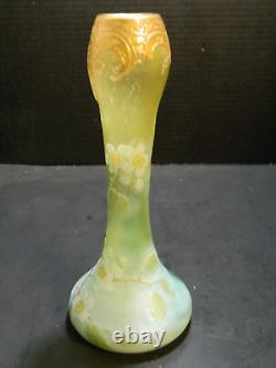 Antique LeGras Gilded French Cameo Art Nouveau Vase 10 x4.25x 4.25 Excellent