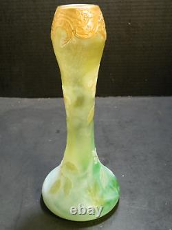 Antique LeGras Gilded French Cameo Art Nouveau Vase 10 x4.25x 4.25 Excellent