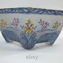 Antique Legras French Art Glass Enameled Four-Footed Bowl/Jardiniere