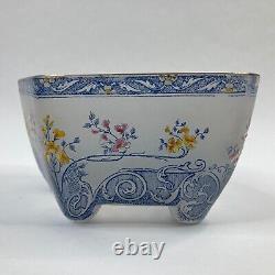 Antique Legras French Art Glass Enameled Four-Footed Bowl/Jardiniere