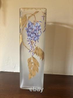 Antique Legras French Art Nouveau Floral Wisteria Glass Vase
