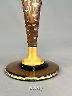 Antique Legras French Art Nouveau Gilt Floral Enameled 16 Cornet Vase c. 1888