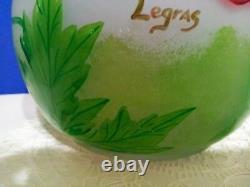 Antique Legras Frosted Cameo Glass 8 Tall Vase