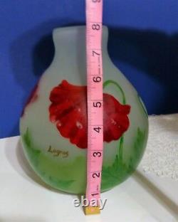 Antique Legras Frosted Cameo Glass 8 Tall Vase