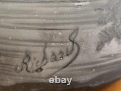 Antique Loetz Richard Cameo Black Glass Tall Vase Village Lake Trees Scene 17