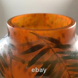 Antique Lorrain French Art Glass Vase Large Willow Tree Flower Mottled Design