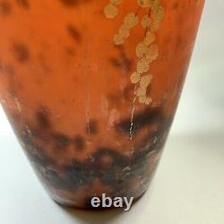 Antique Lorrain French Art Glass Vase Large Willow Tree Flower Mottled Design