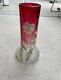 Antique Mont Joye Legras Enameled Poppy Flower 8 Glass Vase Art Nouveau France