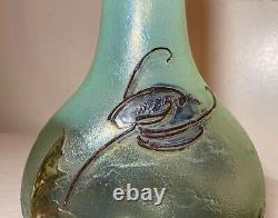 Antique Mont Joye Legras France French Cameo Art Cotton Plant Opaline Glass Vase