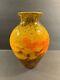 Antique Muller Freres Glass Vase/Signed/Art Nouveau/YellowithGreenColor/France1925