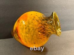 Antique Muller Freres Glass Vase/Signed/Art Nouveau/YellowithGreenColor/France1925