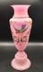 Antique Opaline Pink Glass Vase Satin Victorian French Gold Gilt READ