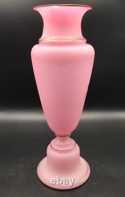 Antique Opaline Pink Glass Vase Satin Victorian French Gold Gilt READ