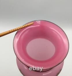 Antique Opaline Pink Glass Vase Satin Victorian French Gold Gilt READ