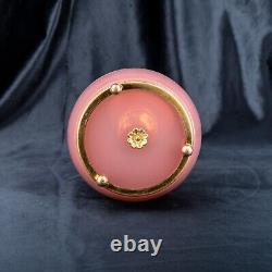 Antique PINK Opaline Glass Vase French Centrepiece Bowl Cherub Angel Bronze