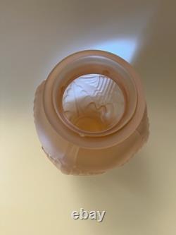 Antique Pierre D'Avesn French Art Deco Satin Pink Blush Glass Flower Vase, 9 T