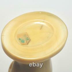 Antique Portieux Vallerysthal Caramel Opaline Hand Cornucopia Vase, 8