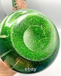 Antique Pr French Glass Vases Mont Joye Legras Aventurine Art Nouveau Enamel Mum