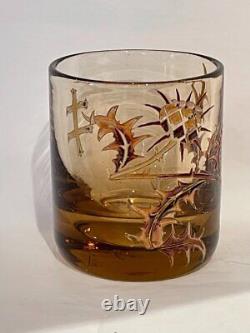 Antique Rare Emile Gallé Enamelled Glass Goblet French Art Glass Circa 1900s