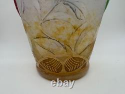 Antique Rare French Daum Nancy Art Glass Hydrangeas Vase