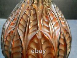 Antique Rene Lalique French Malesherbes Red/Amber Art Glass Vase 9.13x6.5x6.5