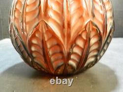 Antique Rene Lalique French Malesherbes Red/Amber Art Glass Vase 9.13x6.5x6.5