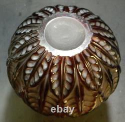 Antique Rene Lalique French Malesherbes Red/Amber Art Glass Vase 9.13x6.5x6.5