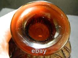 Antique Rene Lalique French Malesherbes Red/Amber Art Glass Vase 9.13x6.5x6.5