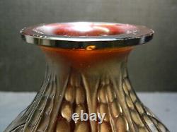 Antique Rene Lalique French Malesherbes Red/Amber Art Glass Vase 9.13x6.5x6.5