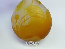 Antique Signed Emille GALLE French Cameo Art Glass Flower Yellow & Orange 6.25