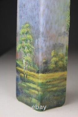 Antique Signed Lamartine French Cameo Enamel Art Glass Landscape Sceinc Vase Le