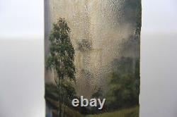 Antique Signed Lamartine French Cameo Enamel Art Glass Landscape Sceinc Vase Le