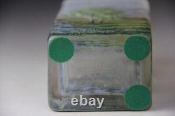 Antique Signed Lamartine French Cameo Enamel Art Glass Landscape Sceinc Vase Le
