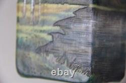 Antique Signed Lamartine French Cameo Enamel Art Glass Landscape Sceinc Vase Le