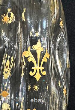 Antique St. Louis Cristallerie 24 ct Gold Gilt French Crystal Pinched Vase 8