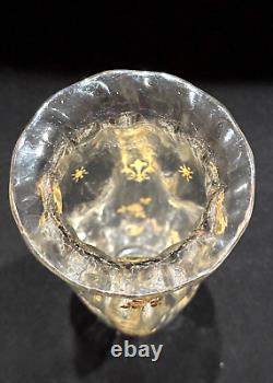 Antique St. Louis Cristallerie 24 ct Gold Gilt French Crystal Pinched Vase 8