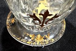 Antique St. Louis Cristallerie 24 ct Gold Gilt French Crystal Pinched Vase 8