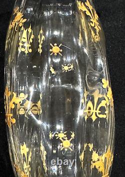 Antique St. Louis Cristallerie 24 ct Gold Gilt French Crystal Pinched Vase 8