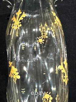 Antique St. Louis Cristallerie 24 ct Gold Gilt French Crystal Pinched Vase 8