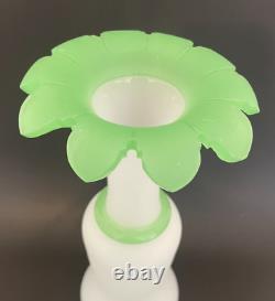 Antique St Louis French Uranium Baccarat Satin Opaline Glass Vase 12 Rare