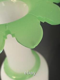Antique St Louis French Uranium Baccarat Satin Opaline Glass Vase 12 Rare