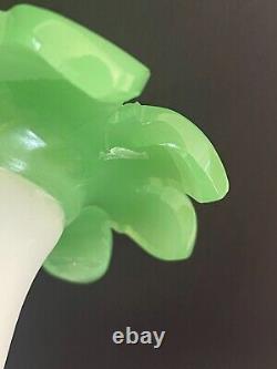 Antique St Louis French Uranium Baccarat Satin Opaline Glass Vase 12 Rare