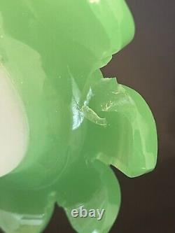 Antique St Louis French Uranium Baccarat Satin Opaline Glass Vase 12 Rare