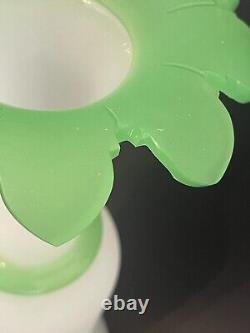 Antique St Louis French Uranium Baccarat Satin Opaline Glass Vase 12 Rare